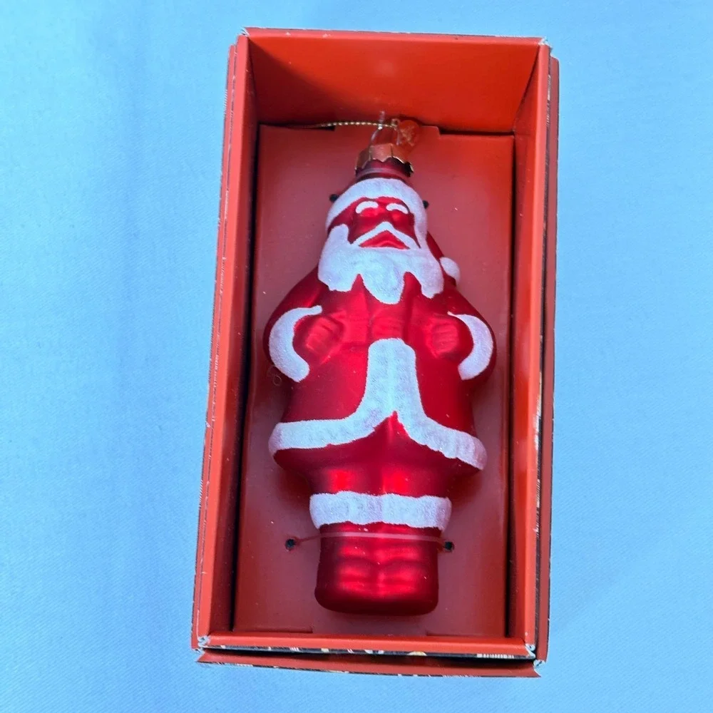John Derian Target Santa Ornament Red New Glass Flocked Vintage Style Holiday